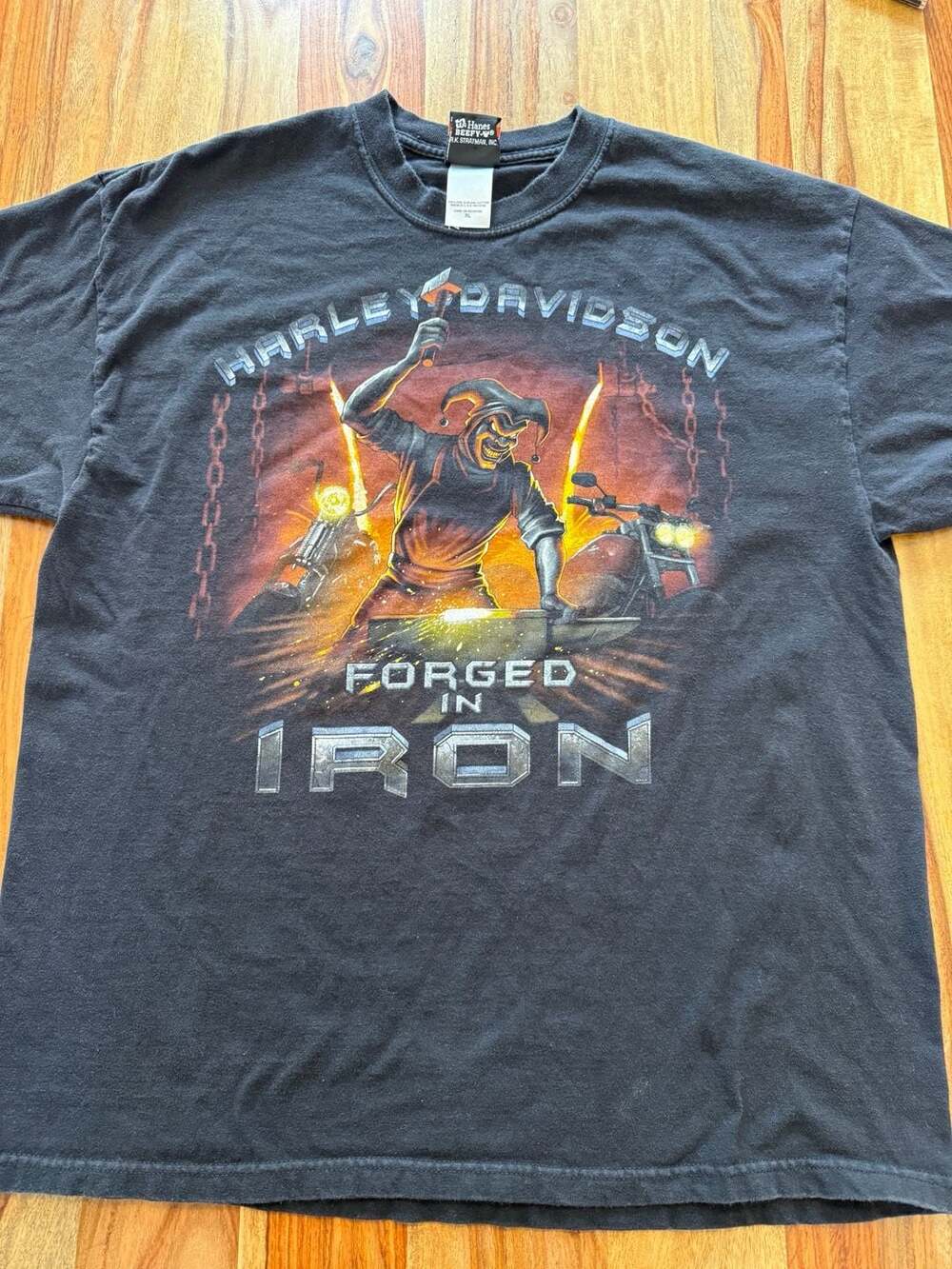 Vintage Harley-Davidson Forged In Iron Jester T-Shirt Size XL